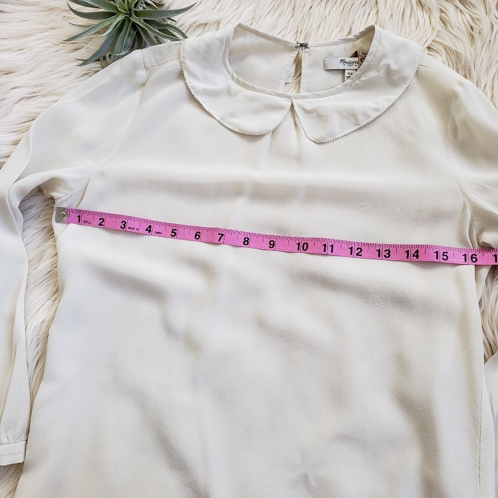 Madewell cream silk peter pan collar top XS - Picture 3 of 6